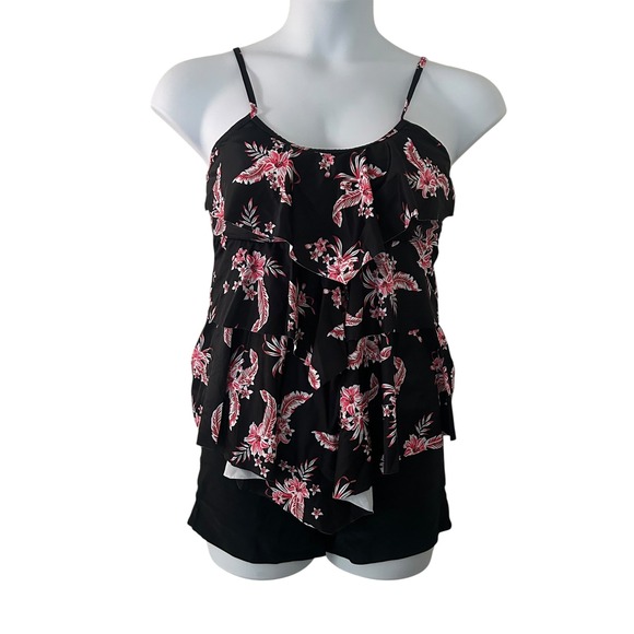 Unbranded Other - Womens Two-Piece Tank Boy Short Floral Ruffle Adjustable Padded Swimsuit Large